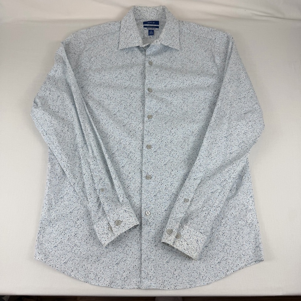 Apt. 9 Premier Flex, Regular Fit Mens Button-up Long‎ Sleeve, Speckled Design, M